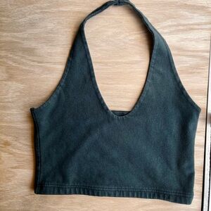 Brandy Melville Forest Green Halter Crop Top Y2K Basic